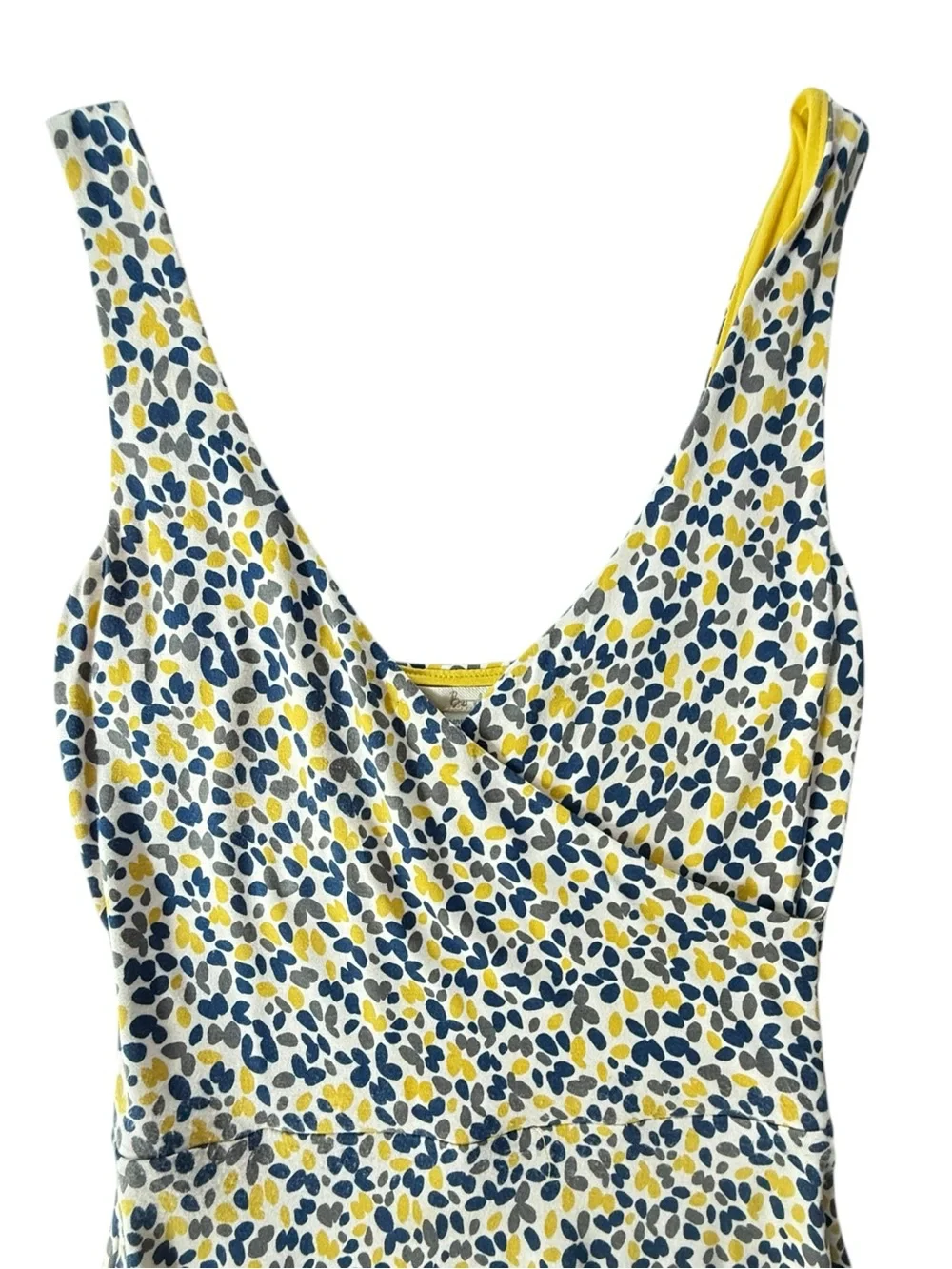 Boden Women Fit Flare Dress US 2R White Blue Yellow Dot Print Sleeveless - Picture 5 of 11